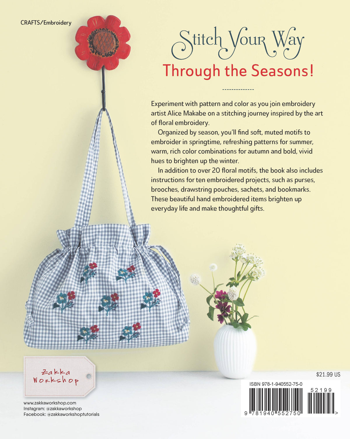 artful botanical embroidery by alice makabe - back cover